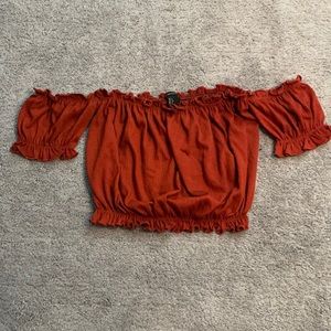 off shoulder orange top